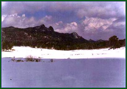 Snow-covered pasture - B Bar S Ranch Nederland.